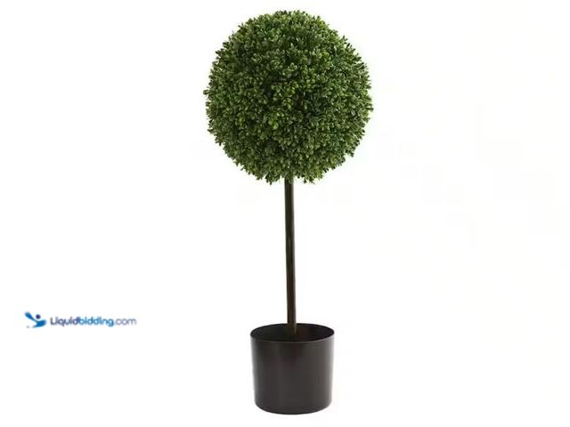 Lot 49-2001017 - Nearly Natural 2.5 ft. UV Resistant Indoor/Outdoor Boxwood Ball Artificial Topiary Tree, Model # 549...
