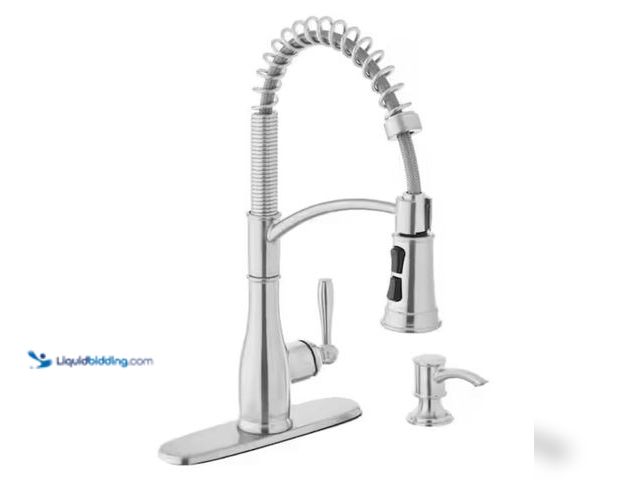 Lot 49-2006515 - Glacier Bay Mandouri Single Handle Spring Neck Pull Down Sprayer Kitchen Faucet with Soap Dispenser ...