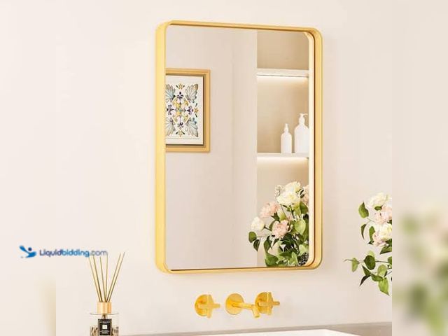 Lot 49-5573036 - KeonJinn 16 in. W x 24 in. H Modern Rectangular Aluminum Framed Wall Bathroom Vanity Mirror in Brush...