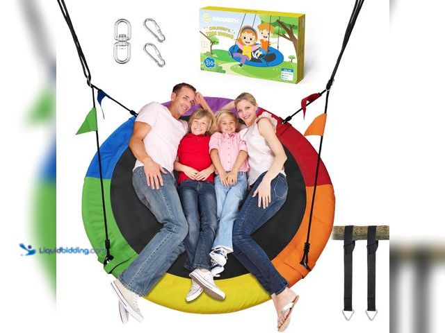 Lot 49-3509659 - PACEARTH 60” Tree Swing for Kids & Adults Outdoor Saucer Swing 60-Inch Diameter 900D Oxford Fabric S...