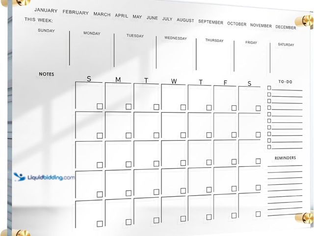 Lot 49-5437908 - Classic Acrylic Calendar for Wall | Oversize| Clear Home Office Glass Calander Dry Erase Board Large...