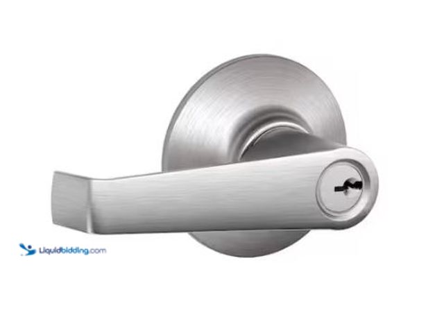 Lot 49-1573066 - Lot of (4) Schlage Elan Satin Chrome Light Commercial Keyed Entry Door handle, Model # F51CS V ELA 6...