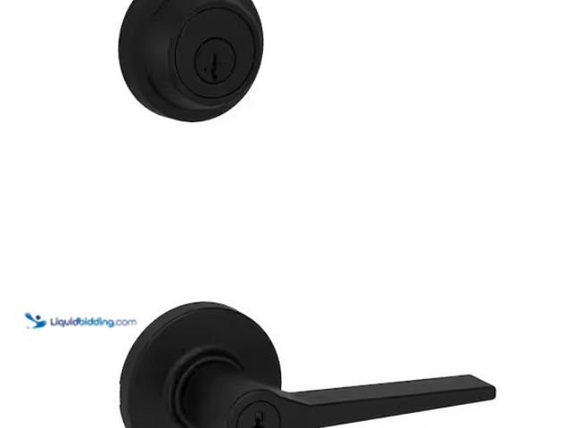 Lot 49-1567784 - Kwikset Hollis Round Rose Matte Black Handle with Single Cylinder Deadbolt Combo Pack Featuring Smar...