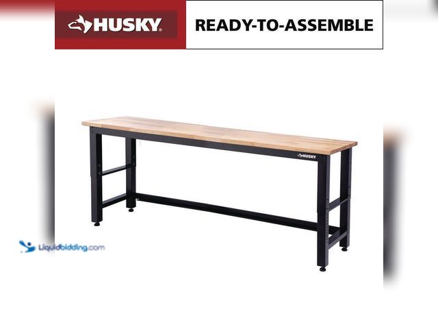 Lot 49-5433921 - Husky
96 in. W x 24 in. D Adjustable Height Black Workbench, Solid Wood Top for Ready to Assemble S...