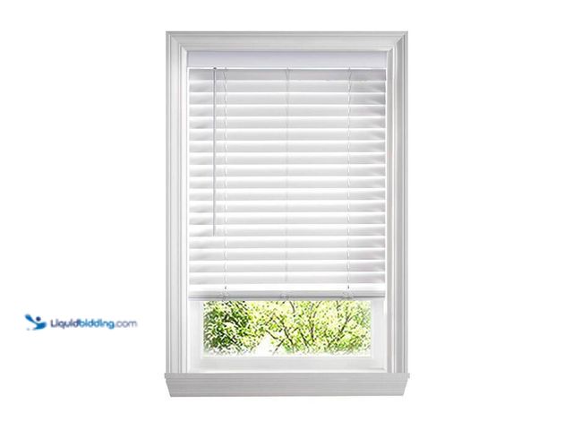 Lot 49-1567241 - Home Decorators Collection White Cordless Faux Wood Blinds for Windows with 2 in. Slats - 40 in. W x...