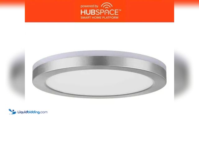 Lot 49-3467505 - (2) Commercial Electric 12 in. Hub space Smart LED Flush Mount+Night Light BN Finish, Model# LCN3002...
