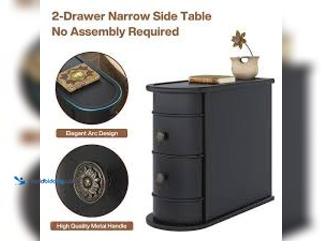 Lot 49-5415387 - BYBLIGHT Kerlin 23.6 in. Solid Wood 2-Drawer U-Shaped End Table, No Assembly Required, Finished Back...