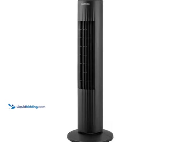 Lot 49-1622504 - Hampton Bay 29 in. 3-Speed Oscillating Tower Fan in Black with Easy Carry Handle, Model # FZ1024KMHD...