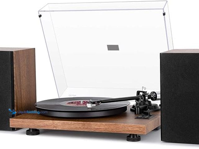 Lot 49-5452057 - 1 by ONE Bluetooth Turntable HiFi System with 36 Watt Bookshelf Speakers, Patend Designed Vinyl Reco...