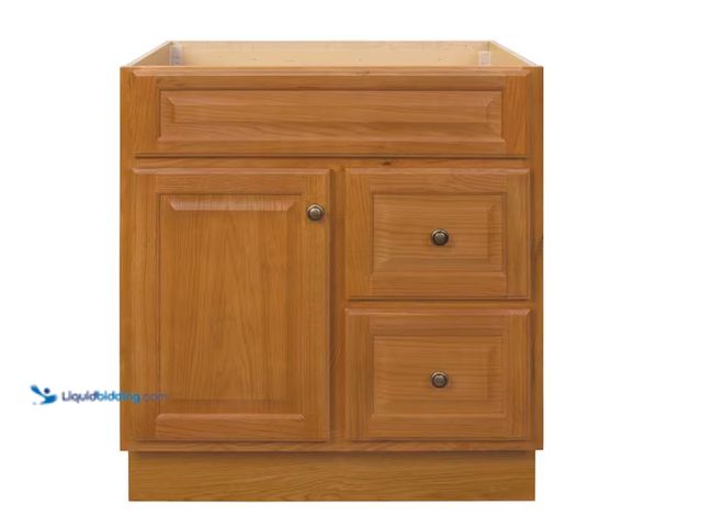 Lot 49-1622723 - Glacier Bay Hampton 30 in. Bathroom Vanity Cabinet without Top in Oak (Assembled), Model # HOA30D, N...