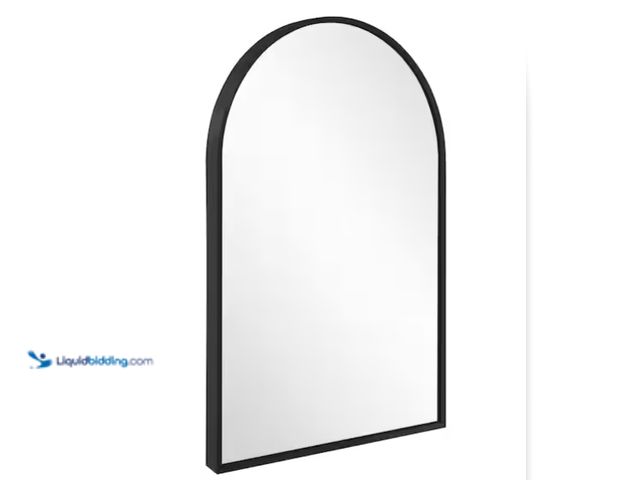 Lot 49-3709004 - 24 in. W x 36 in. H Arched Modern Framed Wall Mounted Bathroom Vanity Mirror in Brushed Black, unuse...
