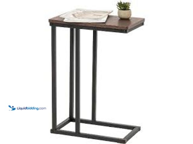 Lot 49-5485366 - IRIS USA C-Shape Wood and Metal Side Accent Table, Brown. Model #762016480268. Unused with hardware.