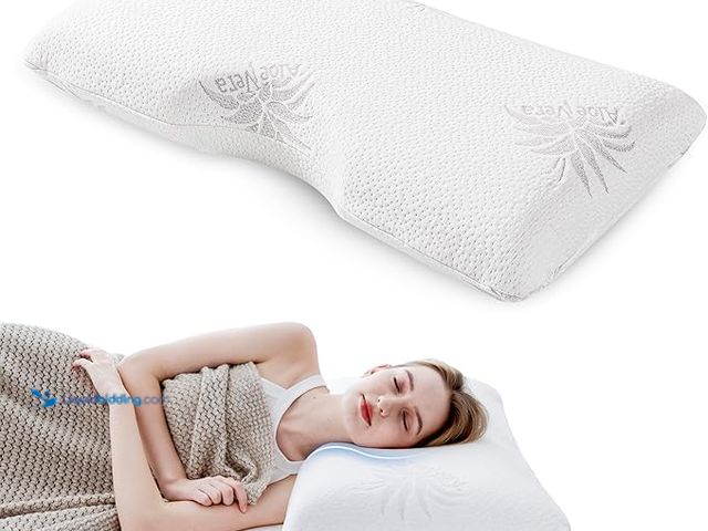 Lot 49-1557297 - MLILY EGOHOME Cervical Neck Pillow, Aloe Vera Infused Memory Foam, Side Sleeper Pillow for Neck Pain...