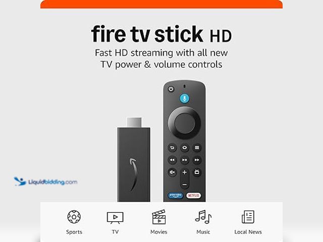 Lot 49-5438242 - Amazon Fire TV Stick HD (newest model), free and live TV, Alexa Voice Remote, smart home controls, H...