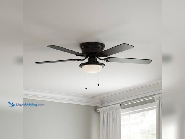 Lot 49-3528666 - Hampton Bay Hugger 52 in. LED Indoor Black Ceiling Fan with Light Kit Model # AL383LED-BK item is un...