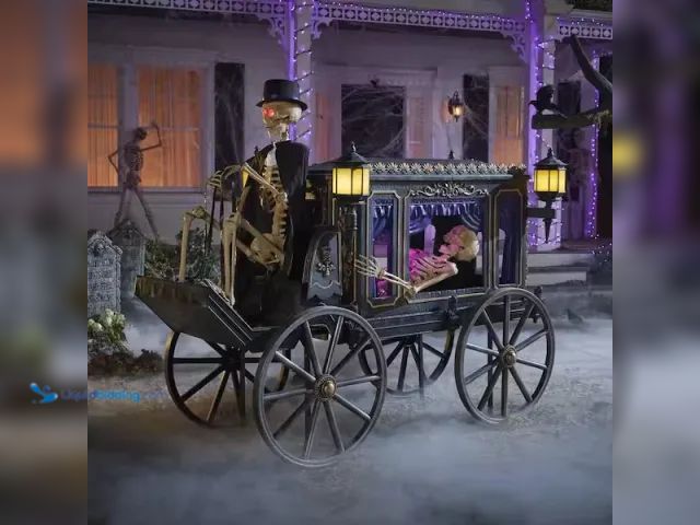 Lot 49-1528236 - Home Accents Holiday 5 ft. Grave & Bones Animated LED Hearse Model #1010808932, Unused  Ref#HDPA0903...