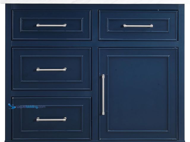Lot 49-5548917 - Crosley Furniture Cutler Faux Marble Top Kitchen Island with Storage, Breakfast Bar, Microwave Stand...