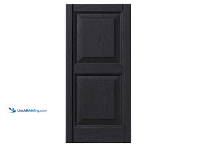Lot 49-5414772 - 15 in. x 35 in. Raised Panel Polypropylene Shutter Pair in Black. Model # VINRP1535 33. New