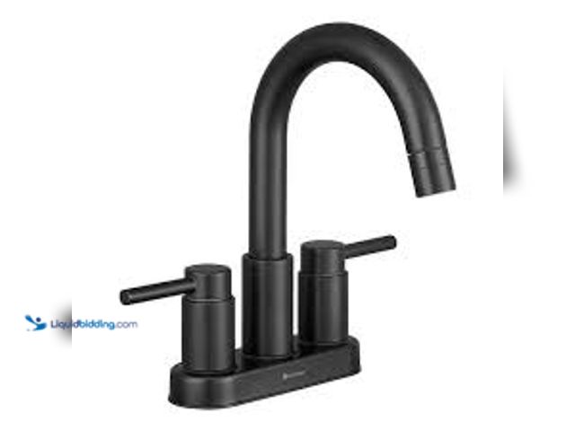 Lot 49-5415216 - Glacier Bay Dorind 4 in. Centerset Double-Handle Pull Down Bathroom Faucet in Matte Black. Model # H...
