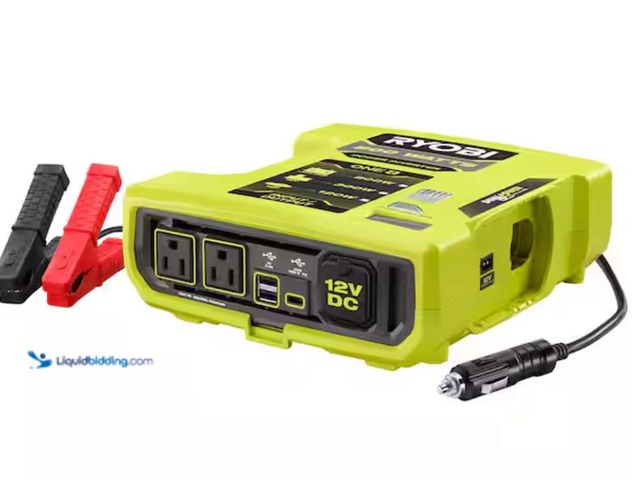 Lot 49-3614390 - RYOBI ONE+ 18V 800-Watt Max 12V Automotive Power Inverter with Dual USB Ports, Model # RYi8030A, Sli...