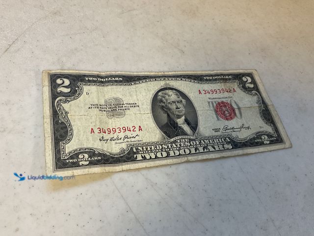 Lot 49-1830027 - 1953 RED SEAL UNITED STATES 2 DOLLAR BANK NOTE BILL #COINS0219