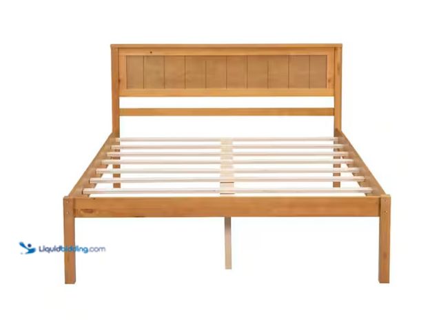 Lot 49-1622635 - Harper & Bright Designs Modern Oak (Brown) Wood Frame Full Size Platform Bed with Headboard, Additio...