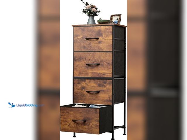 Lot 49-5463390 - WLIVE Dresser with 4 Drawers, Fabric Storage Tower, Organizer Unit for Bedroom, Hallway, Entryway, C...