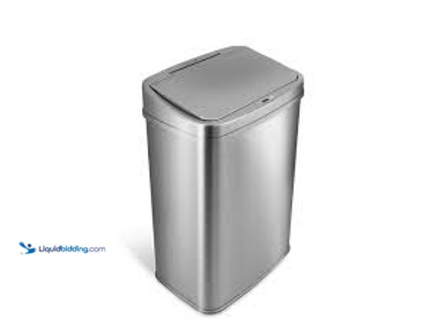 Lot 49-5411924 - NINESTARS 13 Gal. Silver Stainless Steel Rectangular Shape Motion Sensor Trash Can. Model # DZT-50-2...