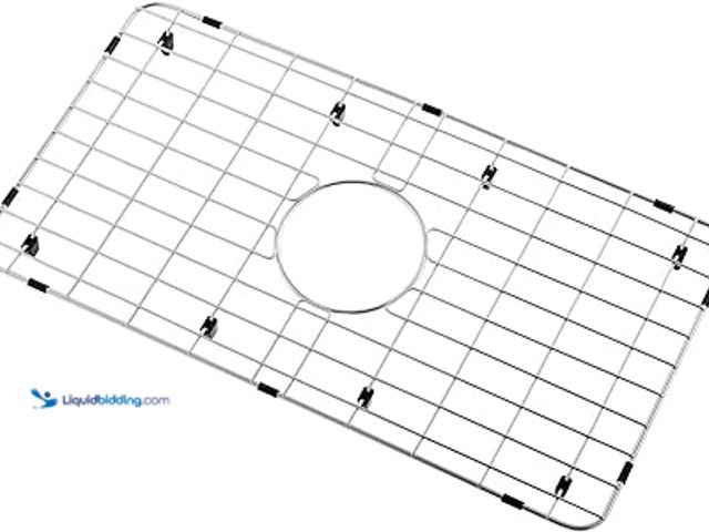 Lot 49-3527608 - APPASO Kitchen Sink Grid and Stainless Steel Sink Protector, 24-1/8" x 12-5/8", Center Drain Sink Bo...
