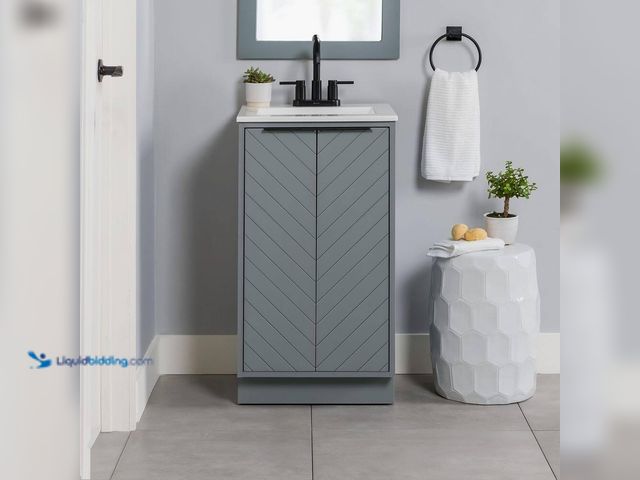 Lot 49-5512555 - Glacier Bay Lanier 19 in. Single Sink Laguna Blue Bath Vanity with White Cultured Marble Top (Assemb...