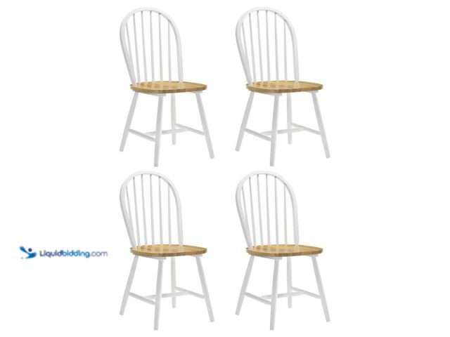 Lot 49-5509541 - Coaster Cinder Windsor Natural Brown and White Side Chairs (Set of 4). Model # 4129, Factory sealed