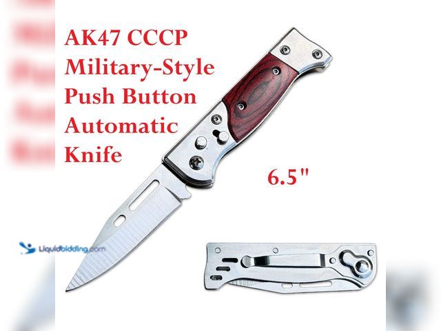 Lot 49-3435369 - Armed Force Tactical AK47 CCCP Military-Style Push Button Automatic Knife 6.5" with Brown Wood Handl...