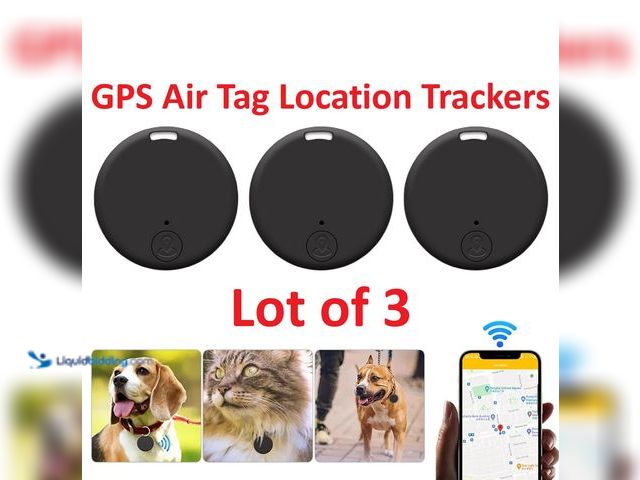 Lot 49-1616209 - Lot of 3 GPS Air Tags Location Tracking Devices 1.45"W x .19"T Black - NEW - Use app to easily track...