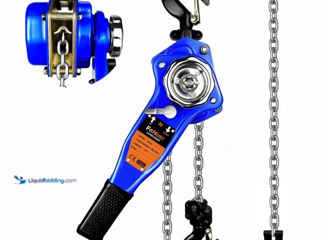 Lot 49-5445939 - Lever Chain Hoist 1650LBS Capacity 10FT Manual Ratchet Chain Puller Hoist with 2 Hooks for Open-Air ...