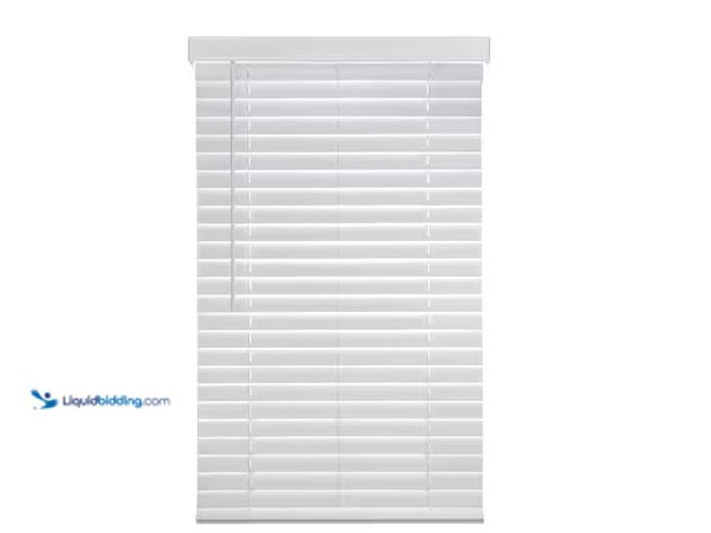 Lot 49-1566455 - Home Decorators Collection White Cordless Faux Wood Blinds for Windows with 2 in. Slats - 54 in. W x...