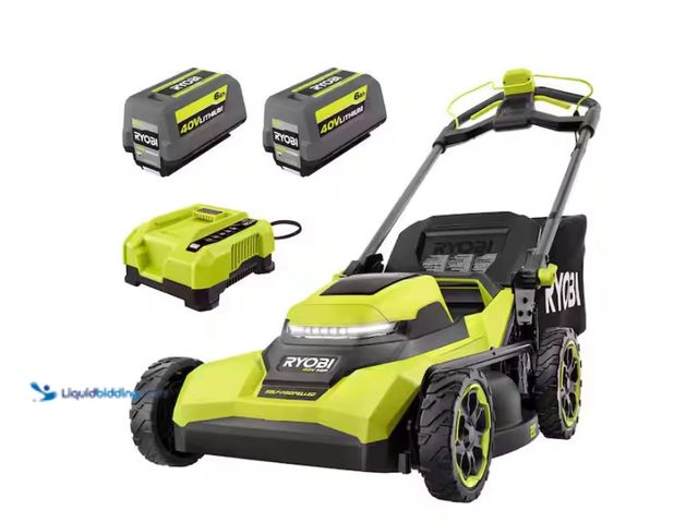 Lot 49-1628003 - RYOBI 40V HP Brushless 21 in. Cordless Battery Walk Behind Self-Propelled Lawn Mower with (2) 6.0 Ah...