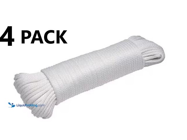 Lot 49-1630869 - Lot of (4) Everbilt 1/4 in. x 200 ft. White Polyester Braided Clothesline, Model # 72704, New.  Ref#...