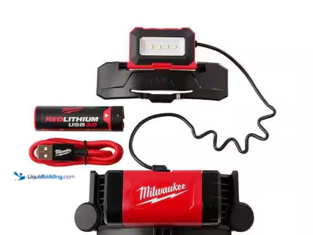 Lot 49-3433405 - Milwaukee BOLT 600 Lumens LED REDLITHIUM Rechargeable Headlamp, Low profile design and compatible wi...