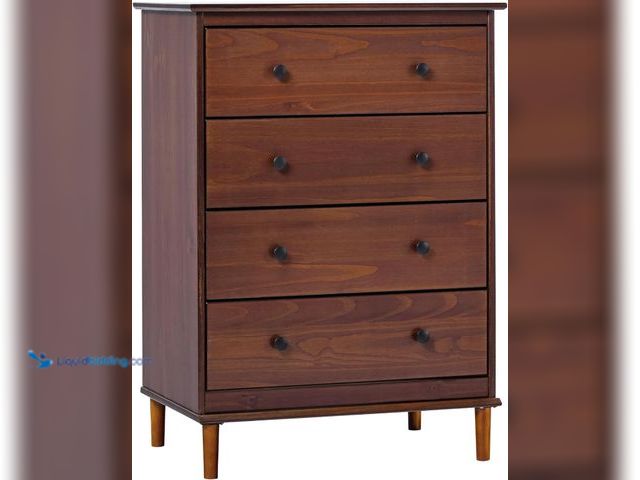 Lot 49-5445975 - Walker Edison Modern Tall 4-Drawer Solid Wood Dresser Bedroom Storage Drawer Organizer Closet Hallwa...