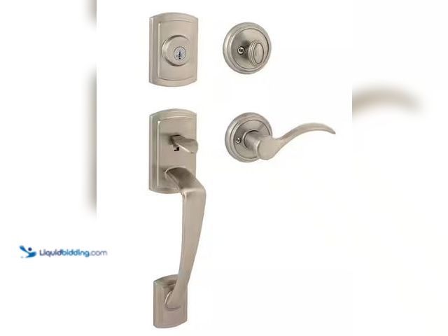 Lot 49-3472083 - Baldwin Prestige Wesley Single Cylinder Satin Nickel Door Handle set with Alcott Door Knob Featuring...