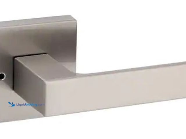 Lot 49-3472095 - Kwikset Singapore Square Satin Nickel Bed/Bath Door Handle with Microband and Lock Model # 730SAL 15...