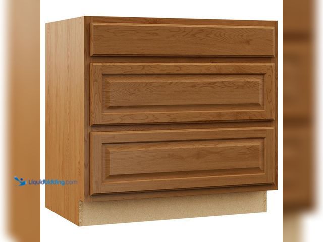 Lot 49-5416491 - Hampton Bay Hampton 36 in. W x 24 in. D x 34.5 in. H Assembled Drawer Base Kitchen Cabinet in Medium...