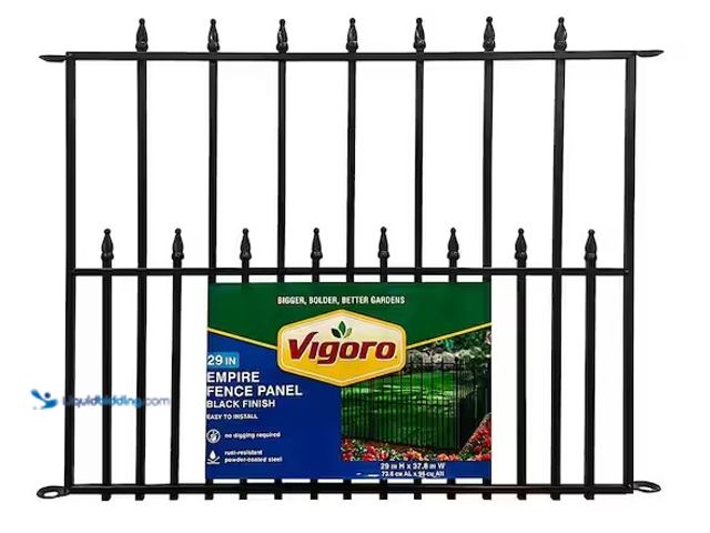 Lot 49-3637833 - Lot of (4) Vigoro Empire 29 in. x 38 in. Black Steel 3-Rail Fence Panel, Model # 860374, New.   Ref#...