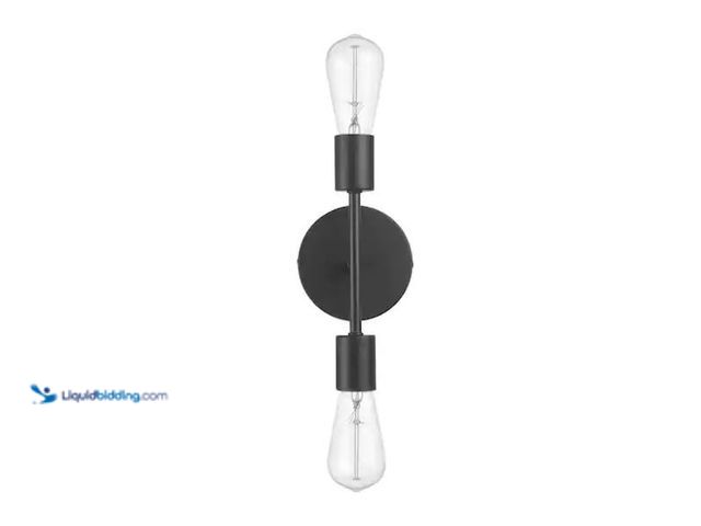 Lot 49-1548661 - Hampton Bay Hampton Bay 10 in. 2-Light Matte Black Plug-In or Hardwire Wall Sconce for Bathroom, Mod...