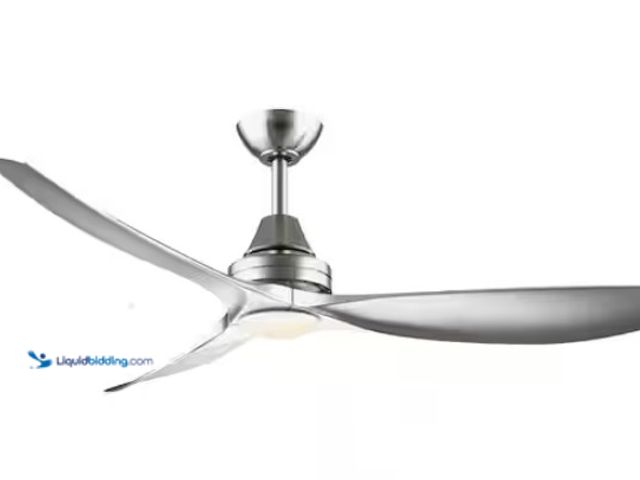 Lot 49-1519009 - Home Decorators Collection Levanto 52 in. Integrated LED Indoor/Outdoor Brushed Nickel Ceiling Fan w...