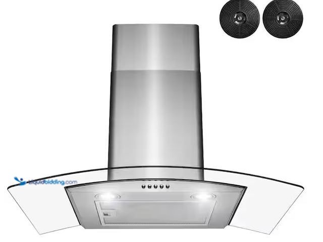 Lot 49-5478746 - Golden Vantage
30 in. Convertible Wall Mount Range Hood with LEDs, Push Control and Carbon Filters ...