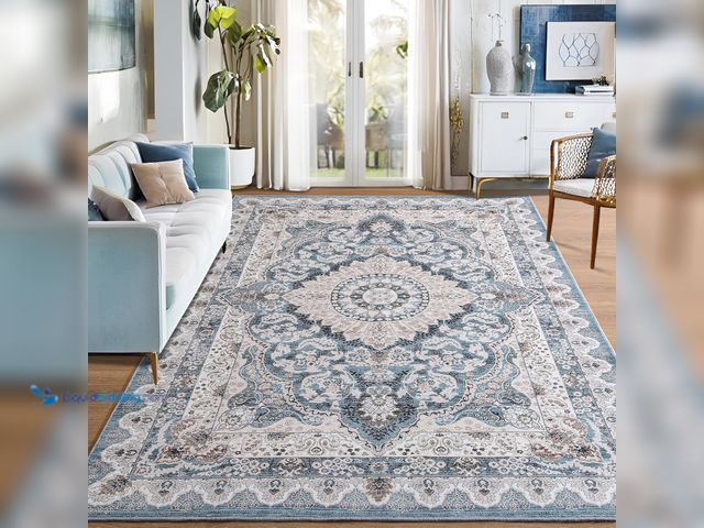 Lot 49-5487406 - Foxmas 6x9 Area Rugs for Living Room, Machine Washable Vintage Rug, Non-Slip Low Pile Throw Rugs wit...