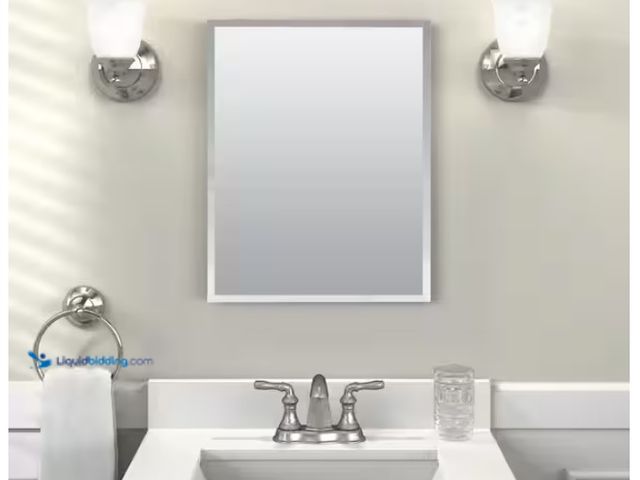 Lot 49-1622506 - Glacier Bay 16 in. W x 20 in. H Rectangular Recessed or Surface Mount Frameless Beveled Mirror Medic...