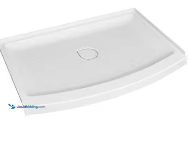 Lot 49-1625552 - American Standard Ovation Curve 48 in. L x 30 in. W Alcove Shower Pan Base with Center Drain in Arct...