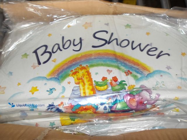 Lot 49-1513919 - Approx 450, Baby Shower Balloons, Animals on the Center with A Rainbow, Circle Shaped, Unused  Ref#4...